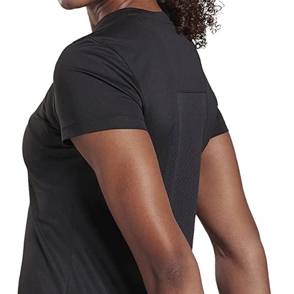 🆕Reebok Women's Running Essentials Short Sleeve Tee, Black, NWT, Authentic - Picture 3 of 14